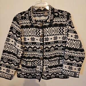 Jane Ashley Casual Lifestyle Black and White Jacket - Size S